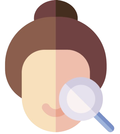 rostro de mujer con lupa
